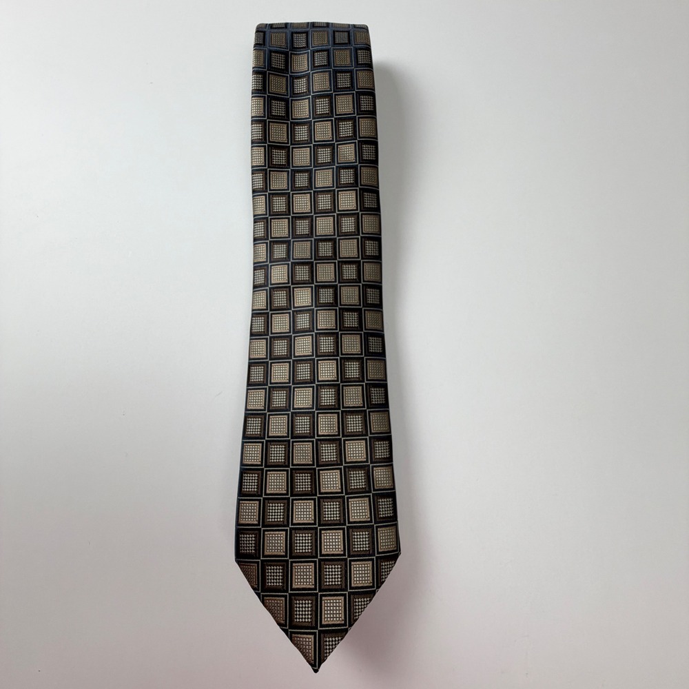 Vintage Colours Alexander Julian Brown Geometric Polyester Tie